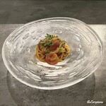 カーサ・デル・チーボ - バフン海胆とプチぶよトマトの冷製タリオリーニ