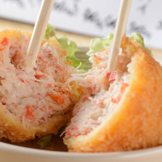 A wide selection of Japanese dishes, including the famous "crab meat Croquette"