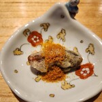 旬華 なか村 - ピータンのフリット、山椒塩とカラスミパウダーがけ