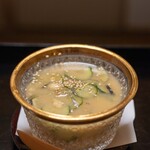 よし町 - 2023.8 冷や汁御飯（きゅうり、茗荷、伊勢海老と真鯛の出汁、自家製味噌、梅肉、胡麻）