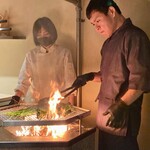 膳処末富 - 空芯菜 藁焼き