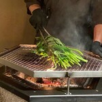 膳処末富 - 空芯菜 藁焼き