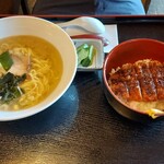 桃花 - 塩ラーメン+ソースカツ丼ランチ