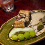 日本料理 幸庵 - 銀杏の素揚げ、うなぎの酒塩焼き、肝