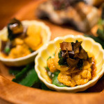 日本料理 幸庵 - おくら、うに、あおさ海苔、わさびのかき醤油