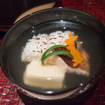 日本料理 幸庵 - 鱧の焼霜、松茸、銀杏のくず豆腐