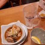 寿司居酒屋 や台ずし - 飲み干した生ビール。追加レモンサワー、あら煮。