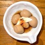 大衆酒場ホームラン食堂 - うずら煮卵【209円（セルフ七味マヨ）】