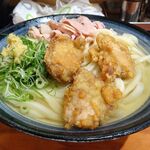 自家製さぬきうどんと肉 新橋甚三 - 冷スペシャル（豚肉・鶏天）（特大３玉）940円