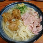 自家製さぬきうどんと肉 新橋甚三 - 冷スペシャル（豚肉・鶏天）（特大３玉）940円