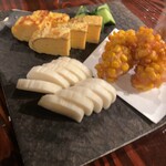 葱ぼうず - 〆(たくあん＆玉子焼き＆練りコーンの素揚げ)