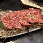 ホルモン本舗 我家 - ★和牛せせり
      ｢今日、オススメのカルビあるー？｣と投げかけた所に出された一品！
      特上カルビ同等の肉質なのに…意外とサッパリ！
      レモンが良いとの事で付けて貰ったけど…ワサビが合うかもしれない。激ウマ♡