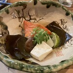 蕎麦前 ひな - 赤魚と野菜の炊き合わせ。昆布も食べちゃいましょう。