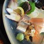 平野鮮魚 - 別角度から刺身定食のお刺身♪