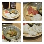 鈴木酒販小売部 - 13/9月　本日のお通しは、数の子松前、ルイベ、牛蒡山葵チップ