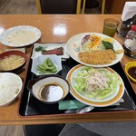 マーレホテル東海 - 2023.3/5 夕食650円
とんかつ　ｸﾘｰﾑｼﾁｭｰ 棒棒鶏
さばみりん　枝豆
白飯　味噌汁　お替り自由