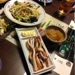 まつふじ - 野菜炒め、イカ焼き