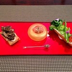 Dessert Le Comptoir - 9月デセールコースメニュー(5250円)の葡萄と生ハム 野菜のエクレール キノコのタルト