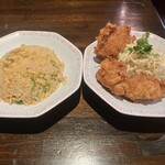 尾道ラーメン 暁 - チキン野郎のSPセットのチャーハンと唐揚げ