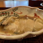 日本料理 別府 廣門 - ⑦佐伯 まるも漁船 岩牡蠣 瞬間蒸し ポン酢、牡蠣汁とかぼすと共に