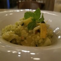 TOKYO Whisky Library - アオリイカと2色のズッキーニのリゾット　ジェノベーゼ