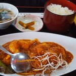 蔵王飯店 - Eランチの海老のチリソースランチ定食