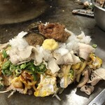 Okonomiyaki Hirano - うどんライス、鬼おろし豚しゃぶから揚げぶっかけ(^^)