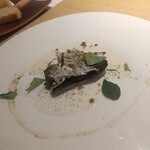 RISTORANTE IL NODO - 焼きナス、シラス、シラスの発酵ソース、コリアンダー