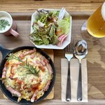 4D studio meili cafe - 今月のスキレットドリア（夏野菜とベーコンのトマト味）サラダ・スープ付き