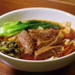 knife-cut noodle with tomato and beef soup