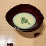Kotobuki - 先付　トウモロコシの冷製スープ　　旬のトウモロコシなので甘くて美味しかった!