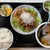 北京亭 - 料理写真:鶏の唐揚げ定食（ネギ醤油、半ライス）＋半ラーメン