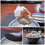 奈良屋町 青 - ＊鱧は入店時からご主人が丁寧に骨切りされていたのですけれど、肉厚で美味。下には茄子。 鱧の骨や頭から取ったお出しも、いいお味。