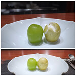 奈良屋町 青 - シャインマスカット、飴細工とそのままで