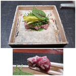 奈良屋町 青 - ＊最初に馬肉タルタルだけを少し口にしたのですけれど、甘くて美味しい。