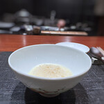 奈良屋町 青 - お魚出汁のリゾット、白胡麻油をかけて