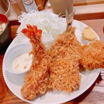 Tonkatsu Oribe - ミックス定食（一口ロース、鰯フライ、エビフライ