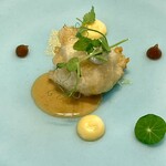 レミニセンス - 鱧とレモンソースの苦味、衣とあられパンのマッチング！