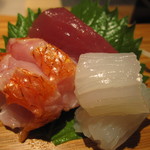 座屋 - 刺身(金目鯛、いか、鰹)
