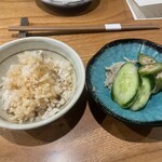 やきとり 八朔 - 鬼おろしとお漬物