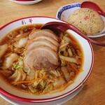 215806518 - サイカラーメン バラチャーシュー入り 小／チャーハン