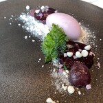 RESTAURANT PRUNIER - 葡萄のラヴィオリ仕立て　紫蘇風味　紫蘇のアイス