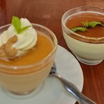 チーズケーキと彩りカレー Luna piena - ミルクティプリン。煎茶プリン。