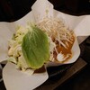 Ganso Kamiyaki Horumosa - 火入れ前の野菜とラム肉 秘伝のタレ入り