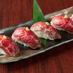 Grilled Wagyu beef sushi