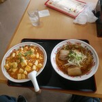 福臨 - 日替りランチA麻婆炒飯＋ラーメン（麻婆炒飯大盛り）