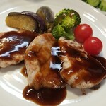 キッチン ブルー グローブ - 反対側から、たっぷりソースですね