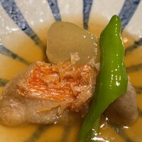 食幹 渋谷 - 食幹渋谷(甘鯛うろこ唐揚げと冬瓜の黒酢あん)