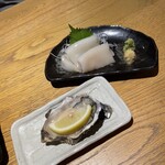 祐一郎商店 - 生牡蠣と真イカの刺身