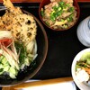 Kouen - 篁園　「シン・冷や汁風すったてうどん」980円、「豚肉とキノコの炊き込みご飯」280円